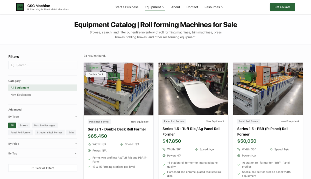 CSC Machine website screenshot