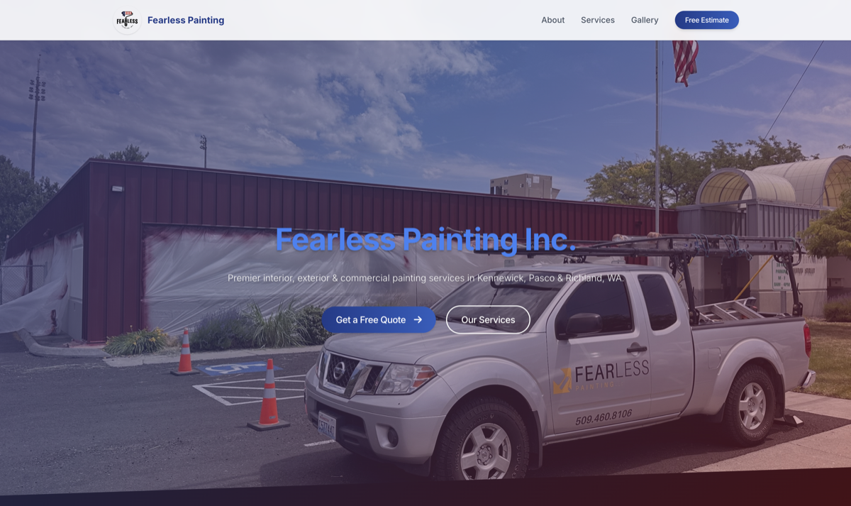 Fearless Painting Inc. website screenshot